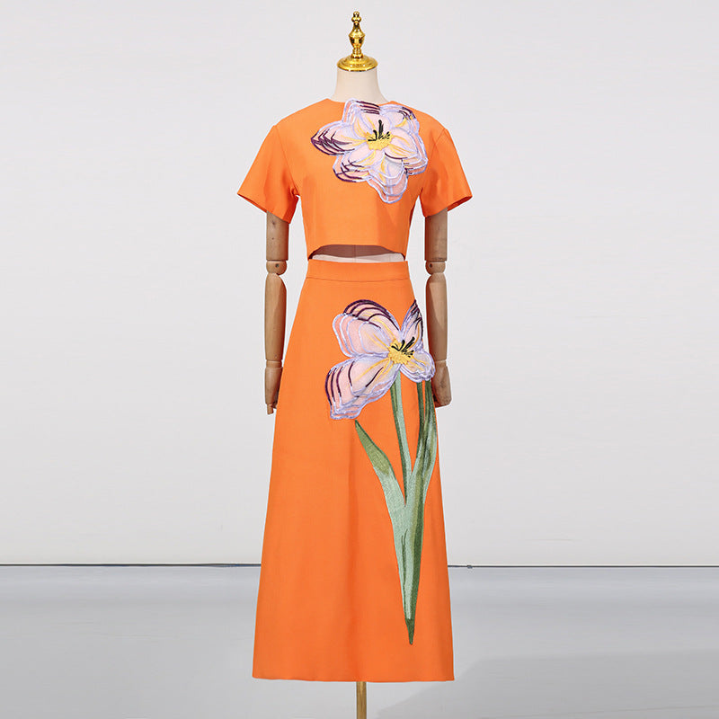 Women's Summer Retro Slim Fit Slimming Beautiful Flower Suits