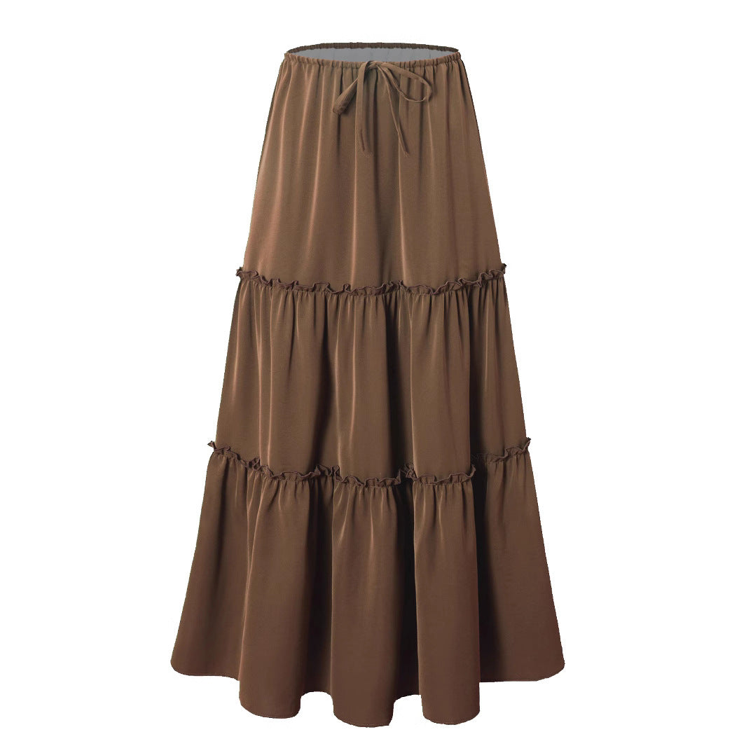 Women's High Waist Elastic Pocket Long Adjustable Skirts