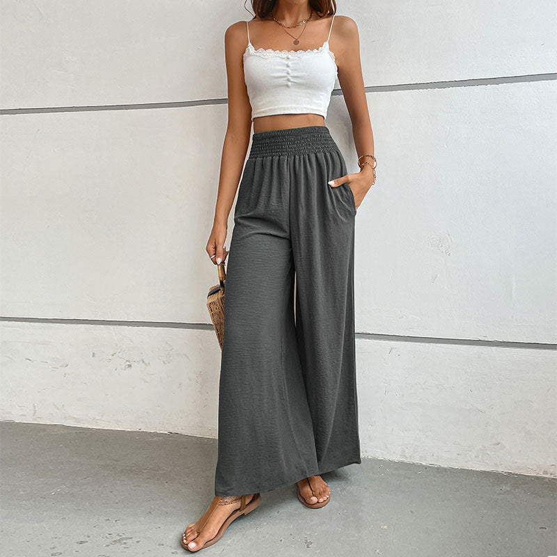 Waist Casual Simple Pure Color Elastic Pants