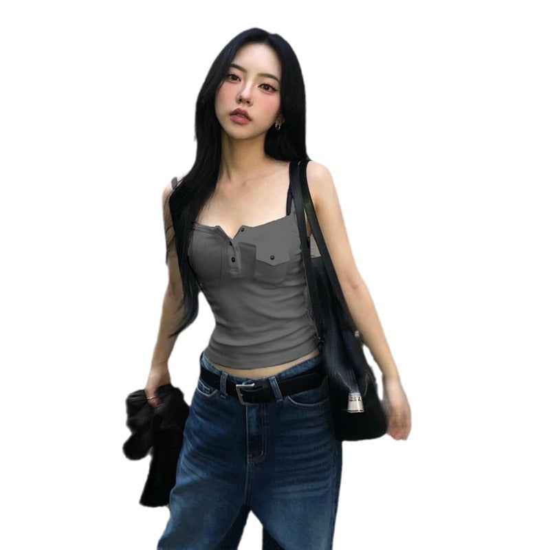 Tooling Style Pocket Half Open Basic Tops