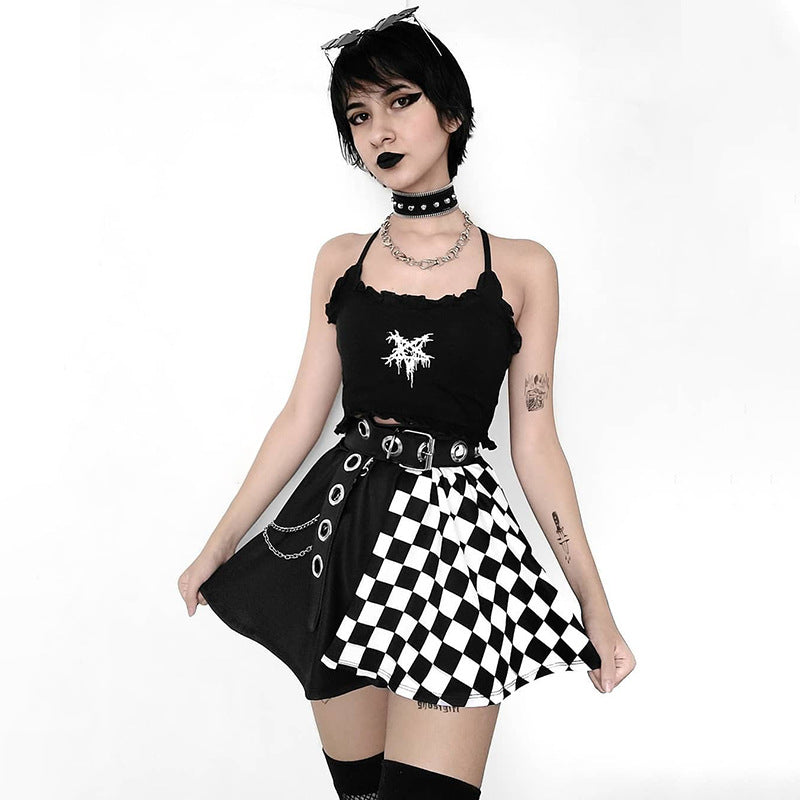 Women's Dark Fashion Summer Stitching French High Skirts