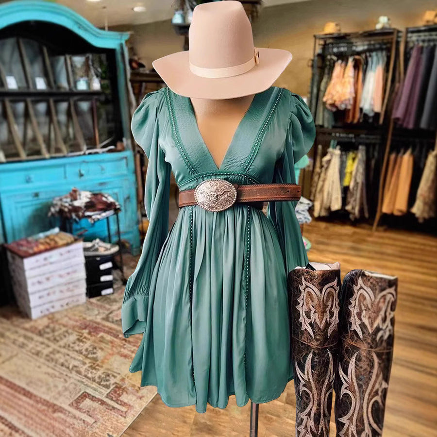 Women's Long Sleeve Foam Beads Puff Dress Dresses