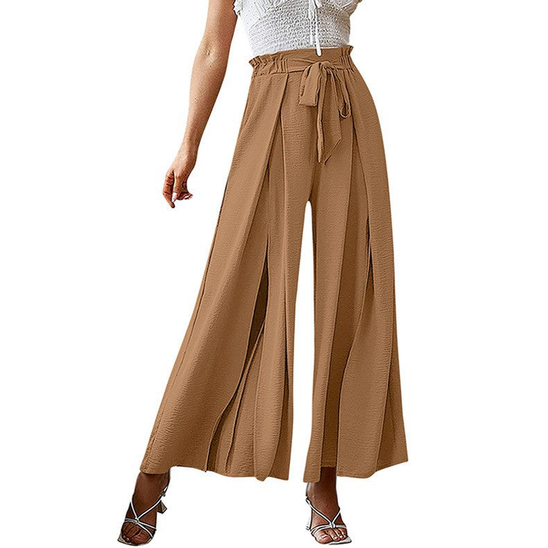 Women's Style Bowknot Loose High Waist Crimp Pants