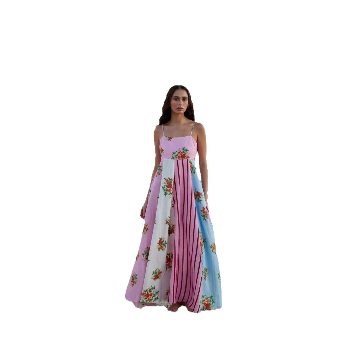 Sexy Sling Vacation Style Flower Linen Dress