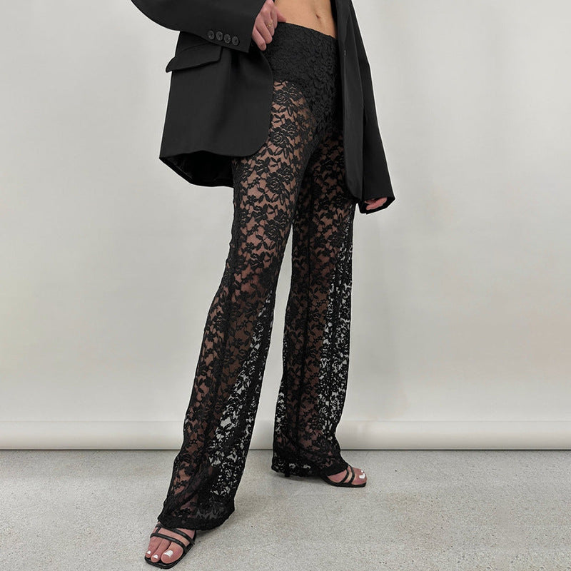 Women's Summer Sexy Lace High Waist Long Pants