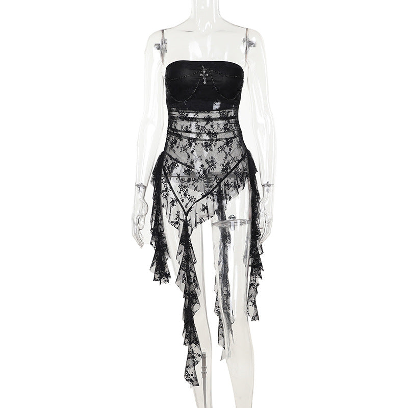 Women's Summer Hot Sexy See-through Lace Stitching Tops