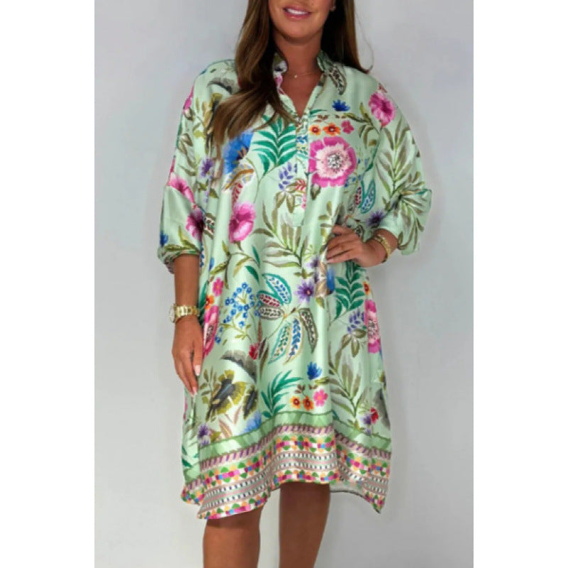 Women's Versatile Fashion Multicolor Printing Dress Dresses