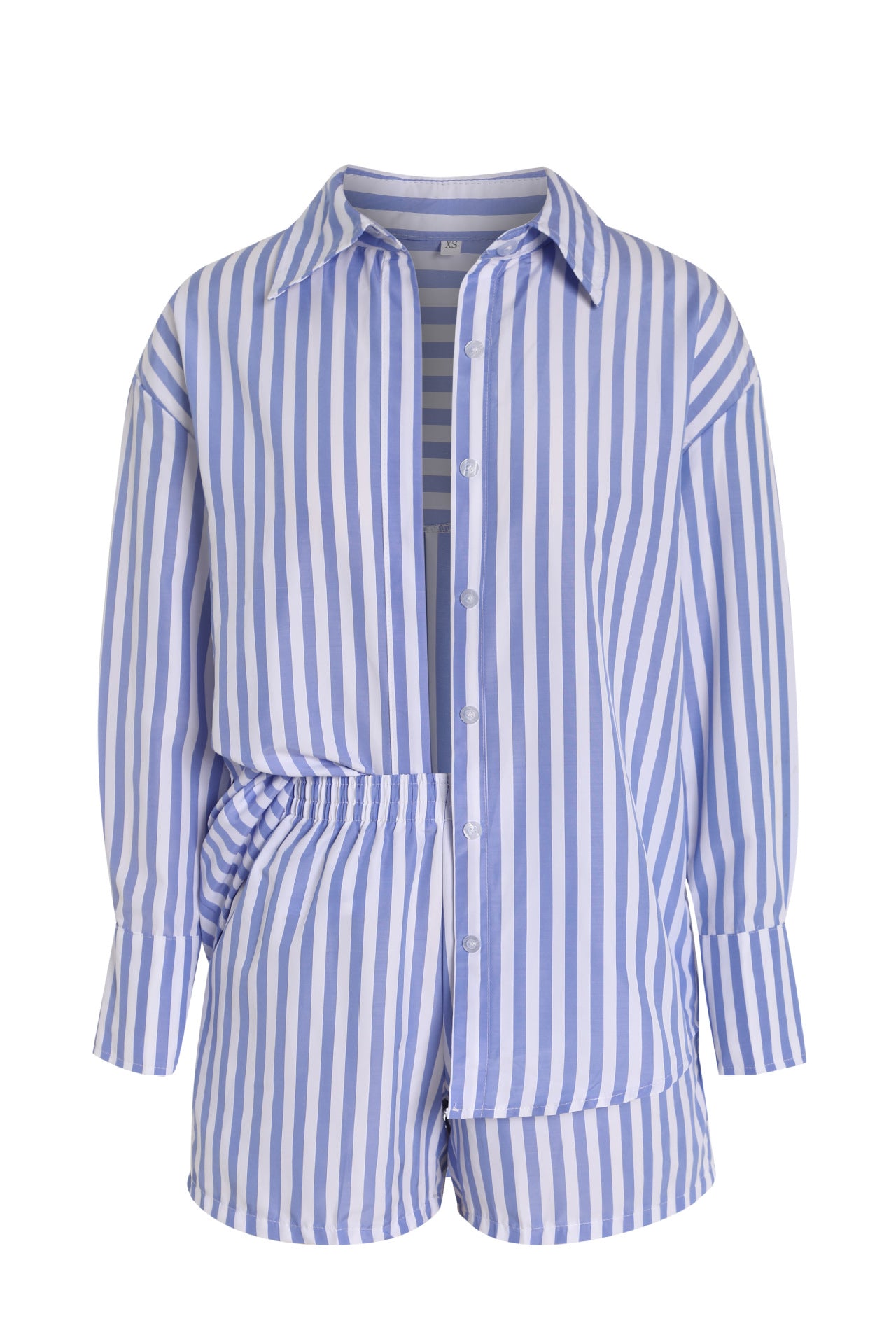 Women's Casual Sportswear Striped Long Sleeve Shirt Loose High Suits