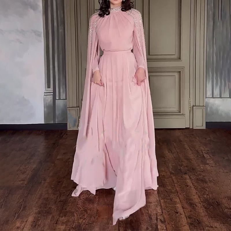 Women's Elegant Stylish Rhinestone Robe Gown Evening Dresses