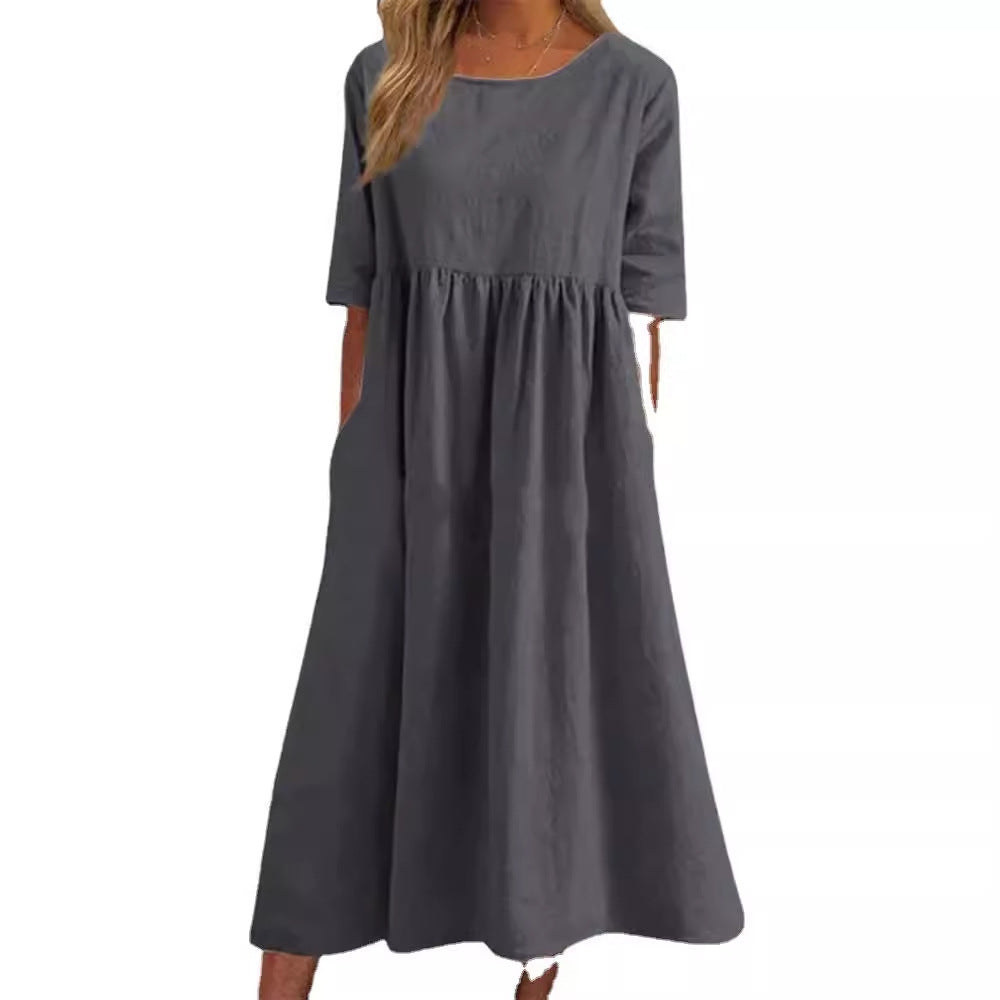 Neck Sleeve Large Casual Loose Long Dresses