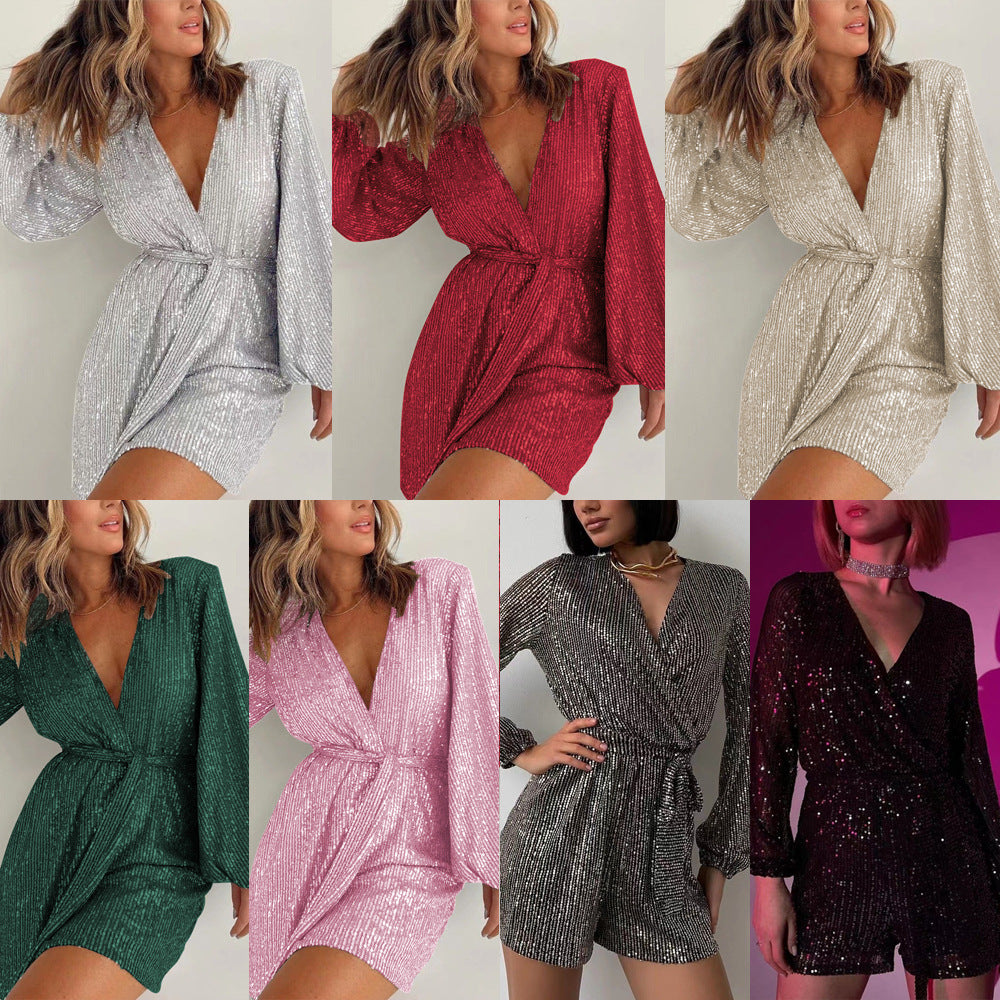 Festival Party Fashionable Sequins Long Sleeve Dresses