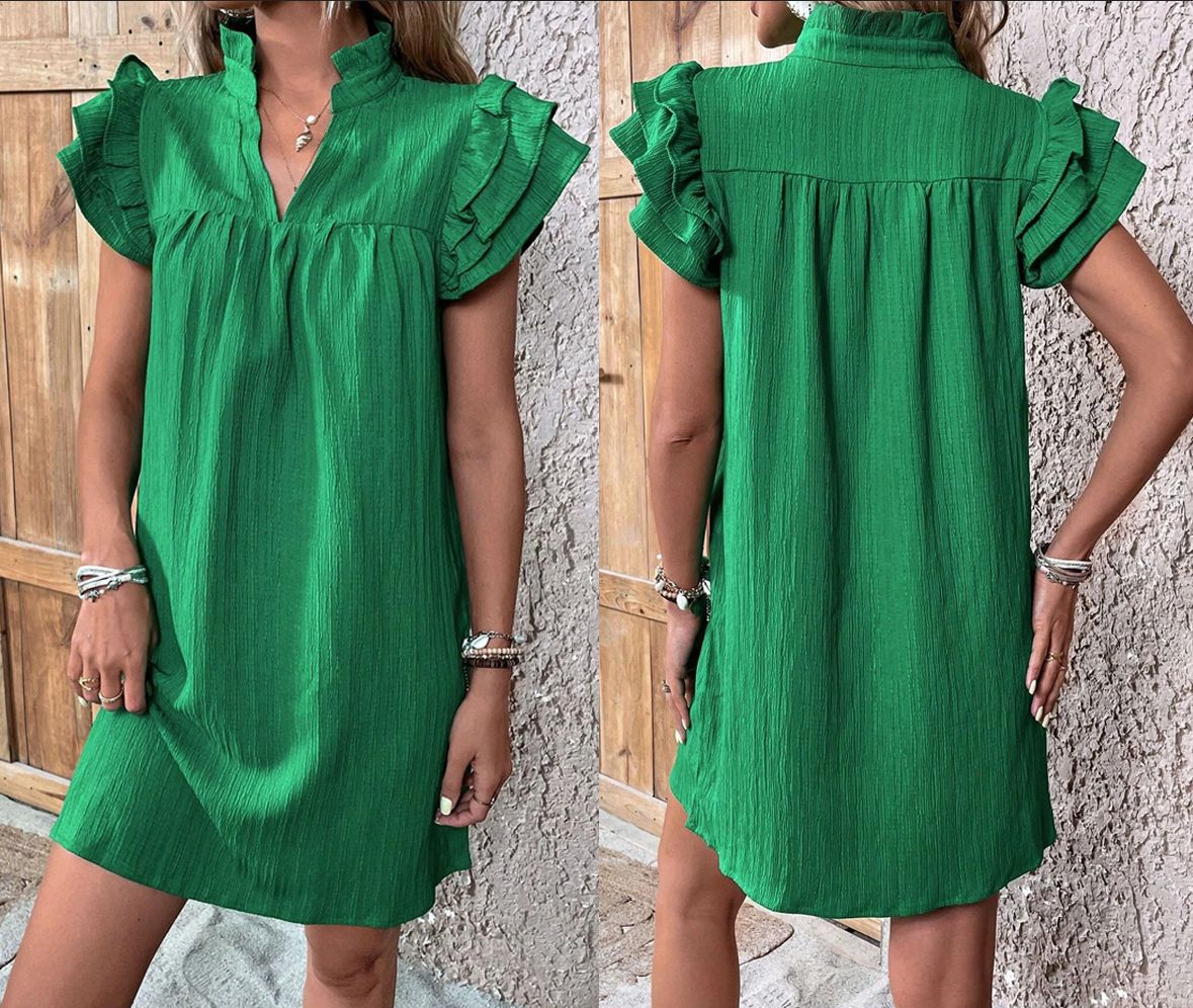 Women's Summer Fashion Versatile Ruffle Sleeve Pullover Dresses