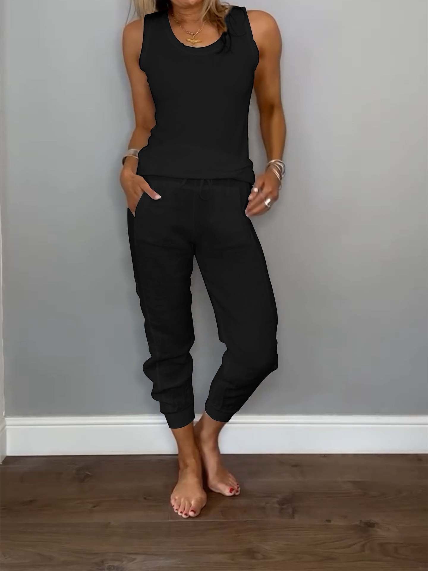 Pretty Versatile Classy Linen Drawstring Casual Suits