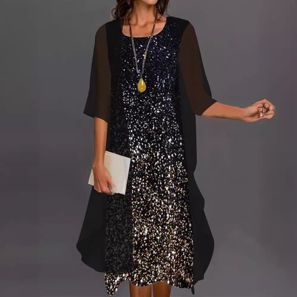Summer Printed Long Sleeve Loose Two-piece Dresses
