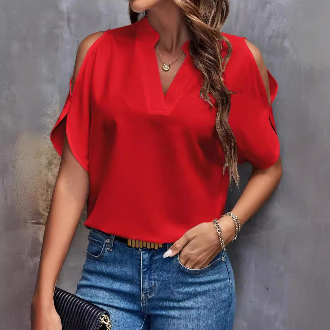 Women's Summer Solid Color Graceful Fashionable Sleeves Tops