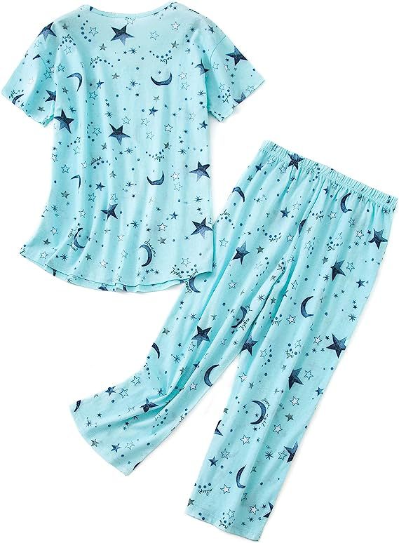 Women's Short-sleeved Cropped Knitted Cotton Home Wear Suits