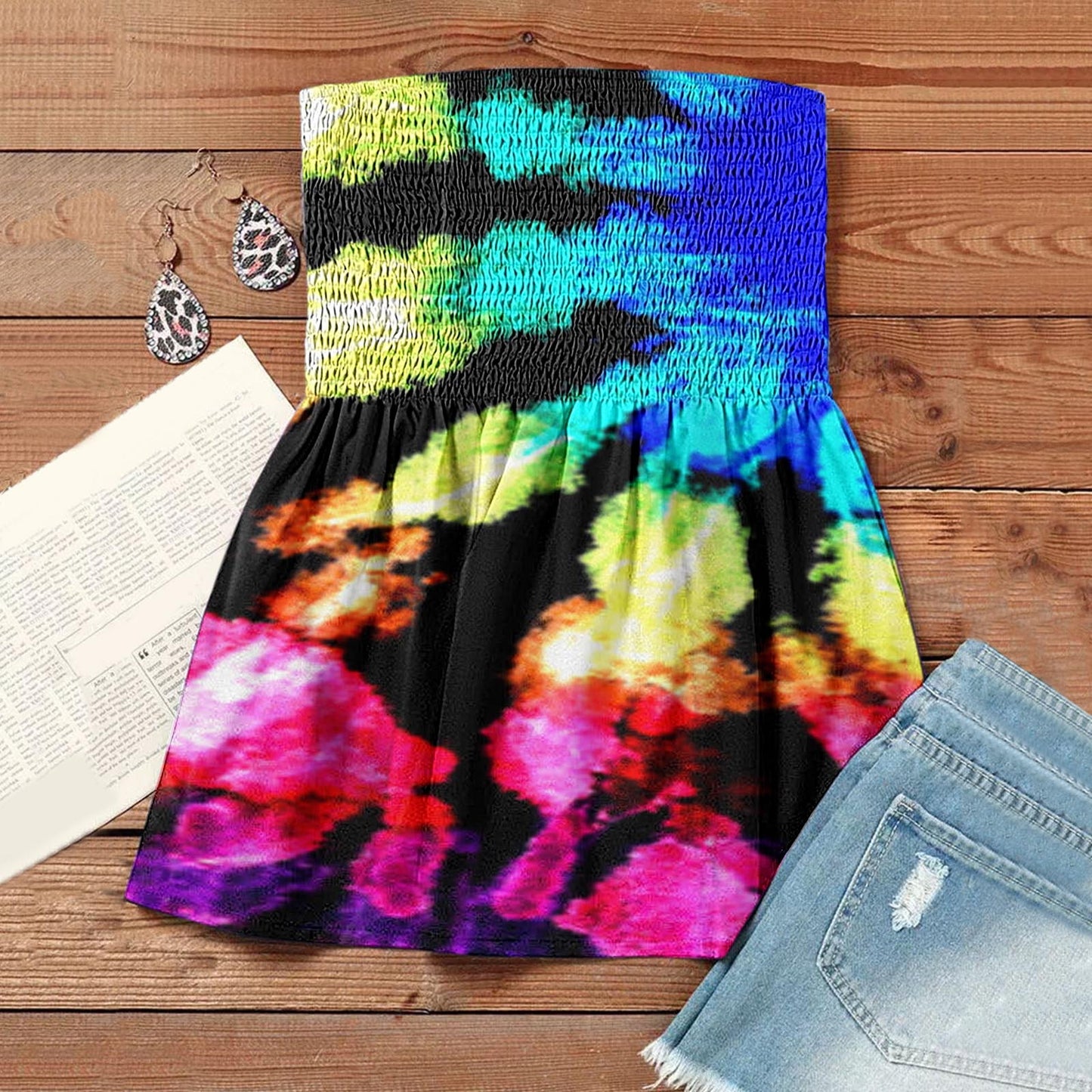 Women's T-shirt Fashion Sexy Backless Elastic Band Printed Tops
