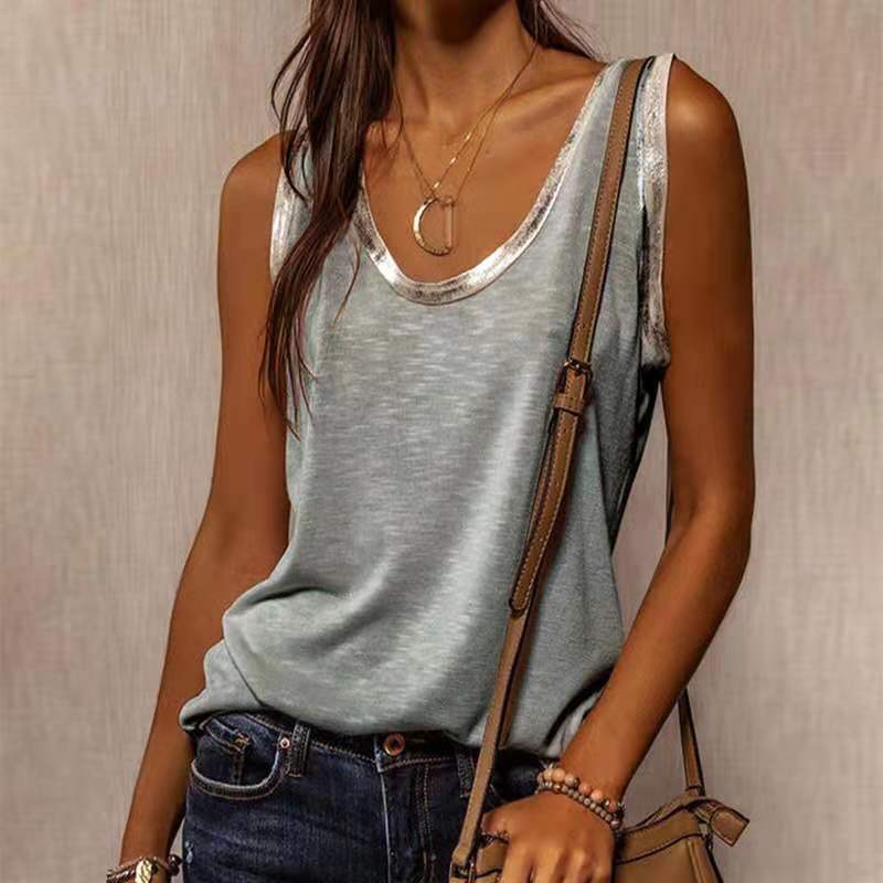 Summer Other Sources Round Neck Loose Pure Tops