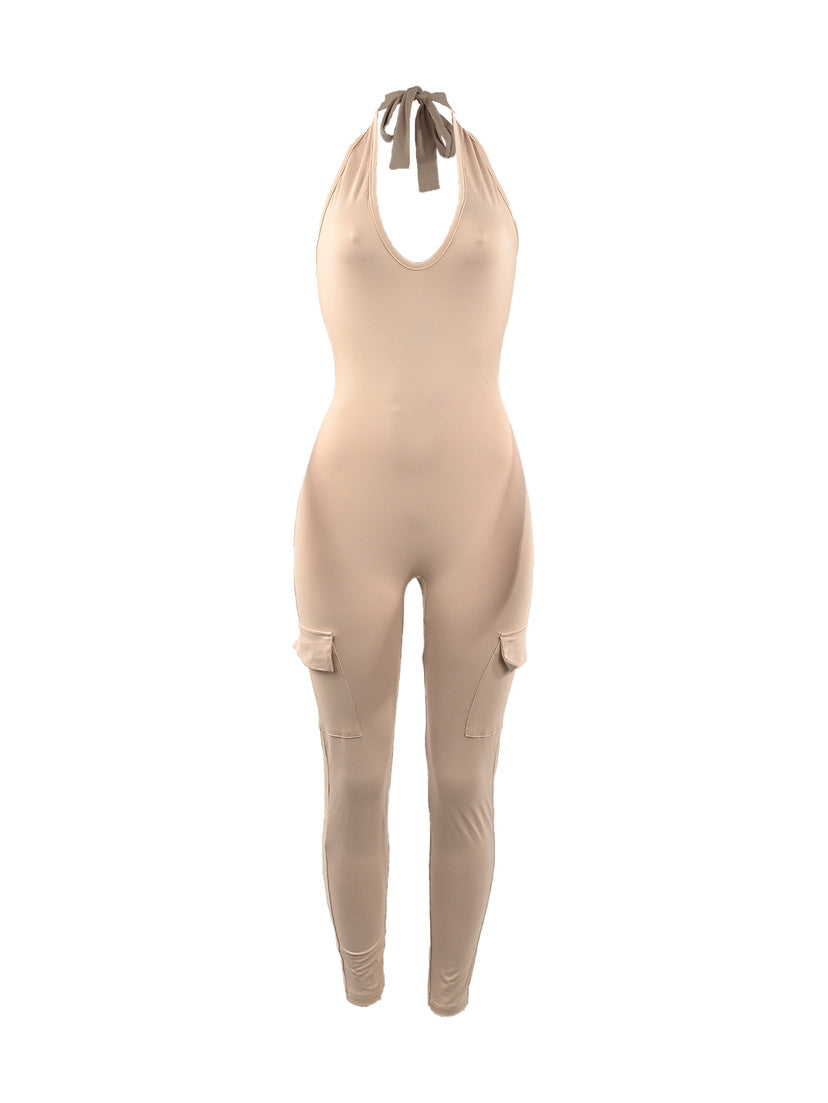 Women's Backless Halter Hip Lifting Sport With Jumpsuits