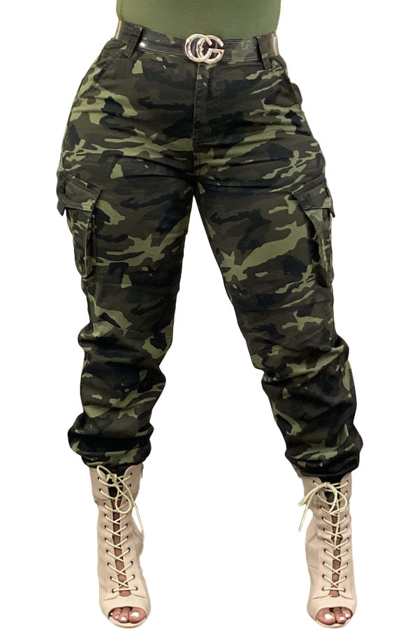 Women's Fashion Wear Camouflage With Cotton Tapered Pants