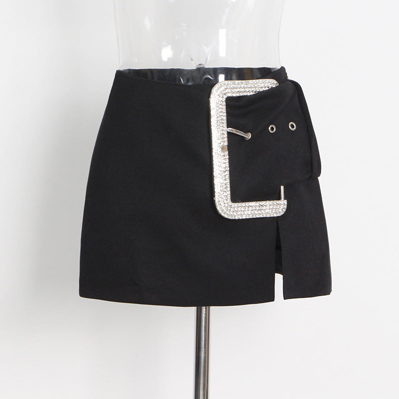 Design Fashion Sexy Drill Buckle Decorative Skirts