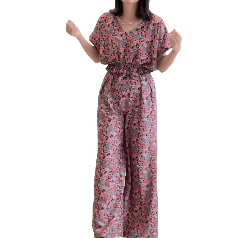 Women's Summer Casual Floral Slimming Two-piece Suits