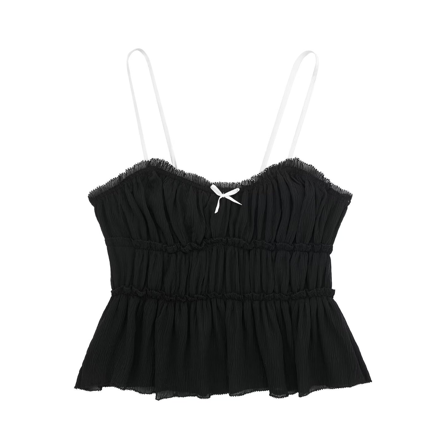 Spring Small Bowknot Decorative Texture Slim Tops