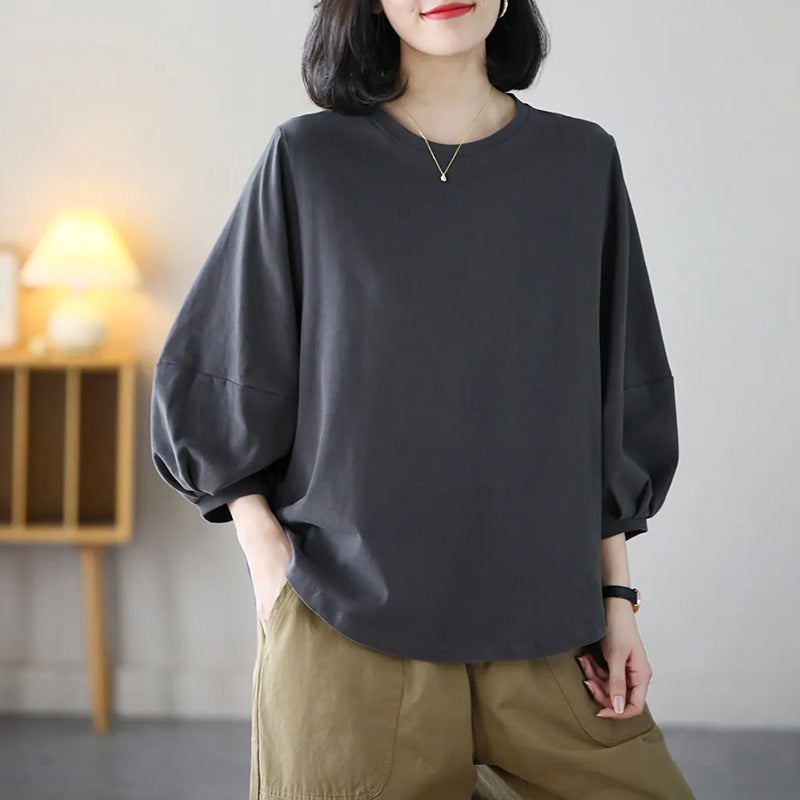 Women's Artistic Retro Lantern Sleeve T-shirt Western Blouses