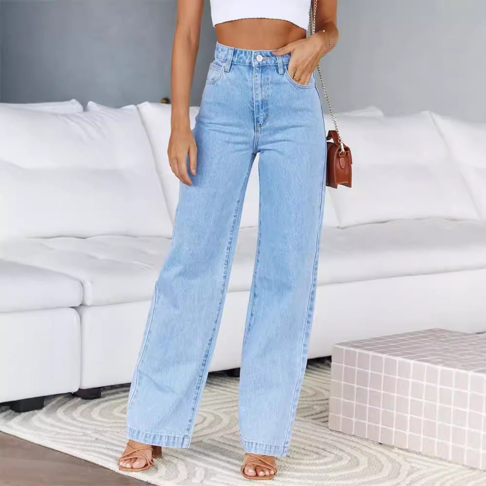 Women's Stretchy Denim Trousers Fashion Wash Jeans