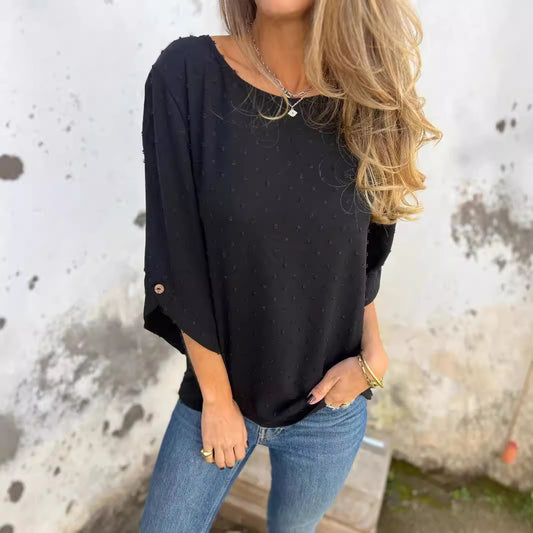 Women's Autumn Fashion Round Neck Long Sleeve Blouses
