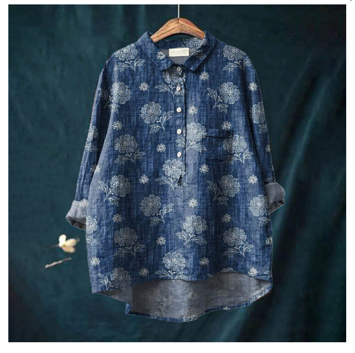 Women's Summer Loose Print Crew Neck Casual Plus Size