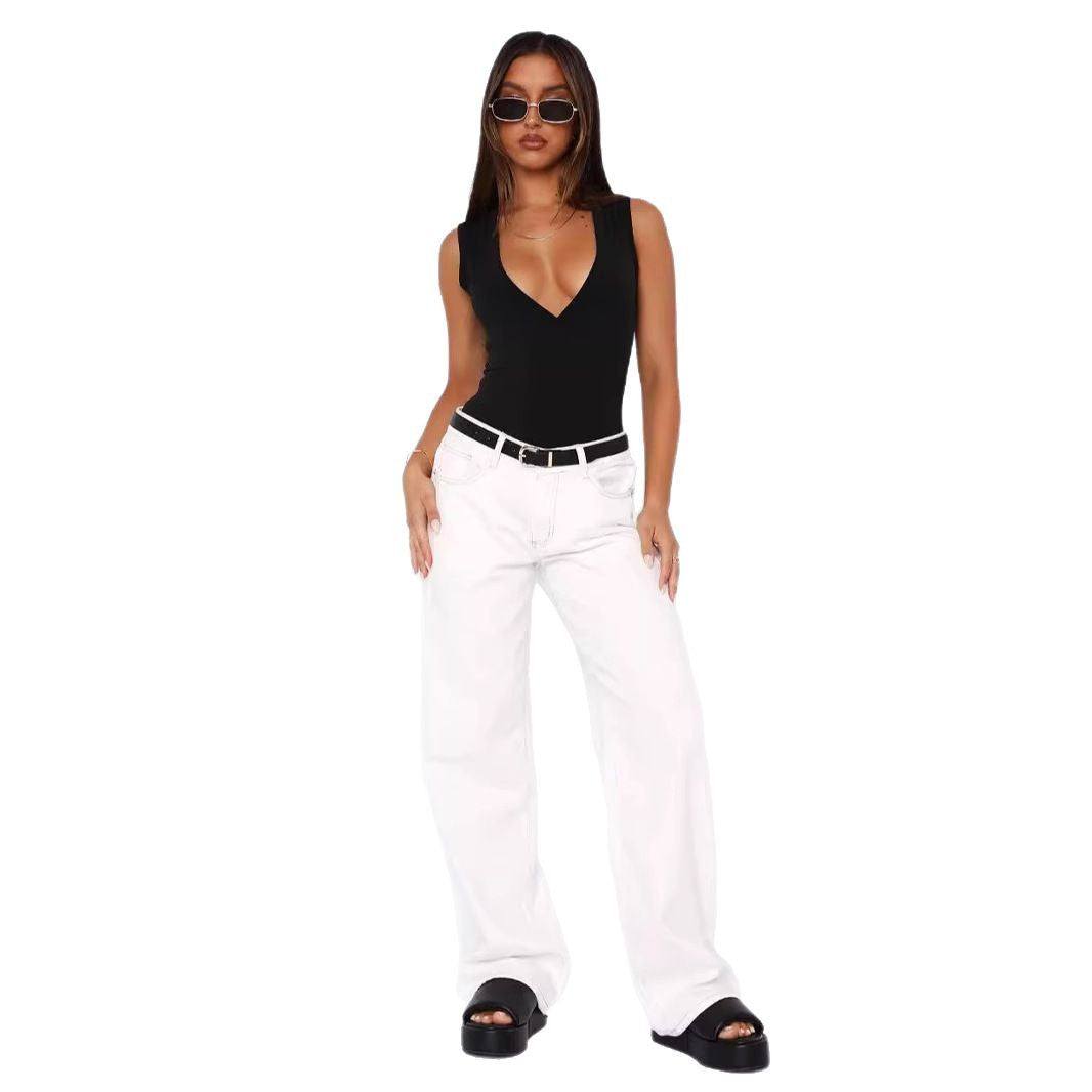 Women's Popular Versatile Simple Denim Trousers Jeans