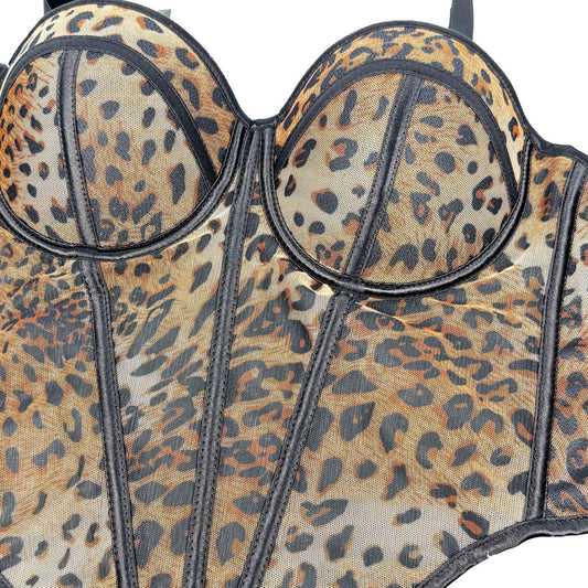 Sexy Leopard Print Stitching Bra Shoulder Straps High-grade Inner Tops