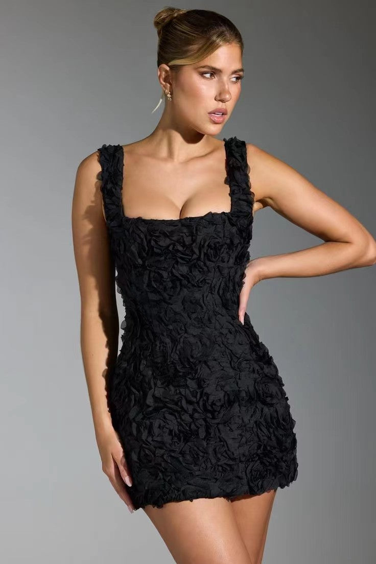 Women's Sweet Cute Three-dimensional Flower Camisole Gown Dresses