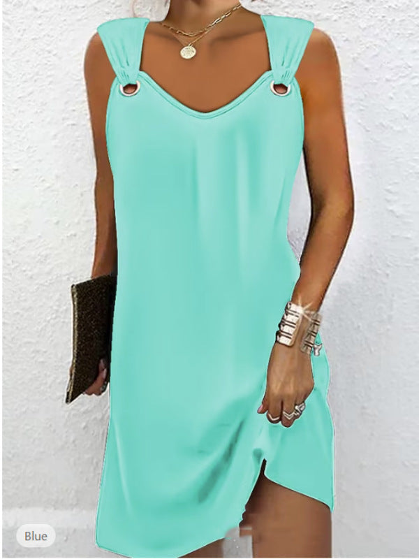 Women's Classy Sleeveless Metal Button Dress Sweaters