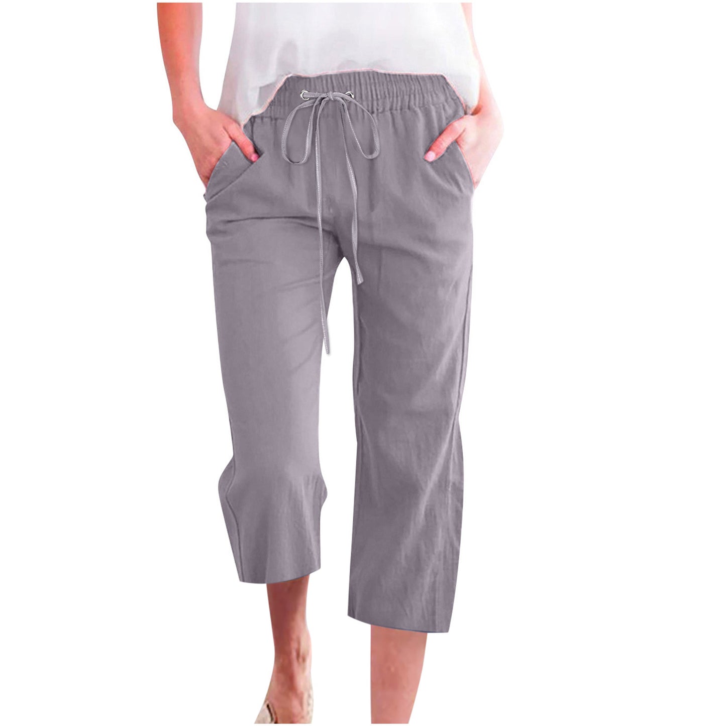 Women's Cotton Linen Casual Loose Straight Pocket Pants