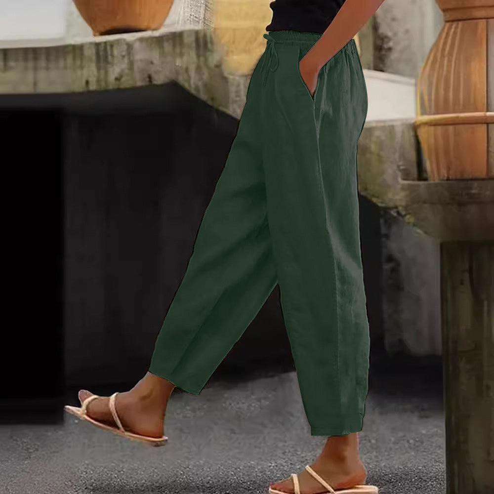 Women's Linen Solid Color Fashion Casual Daily Pants
