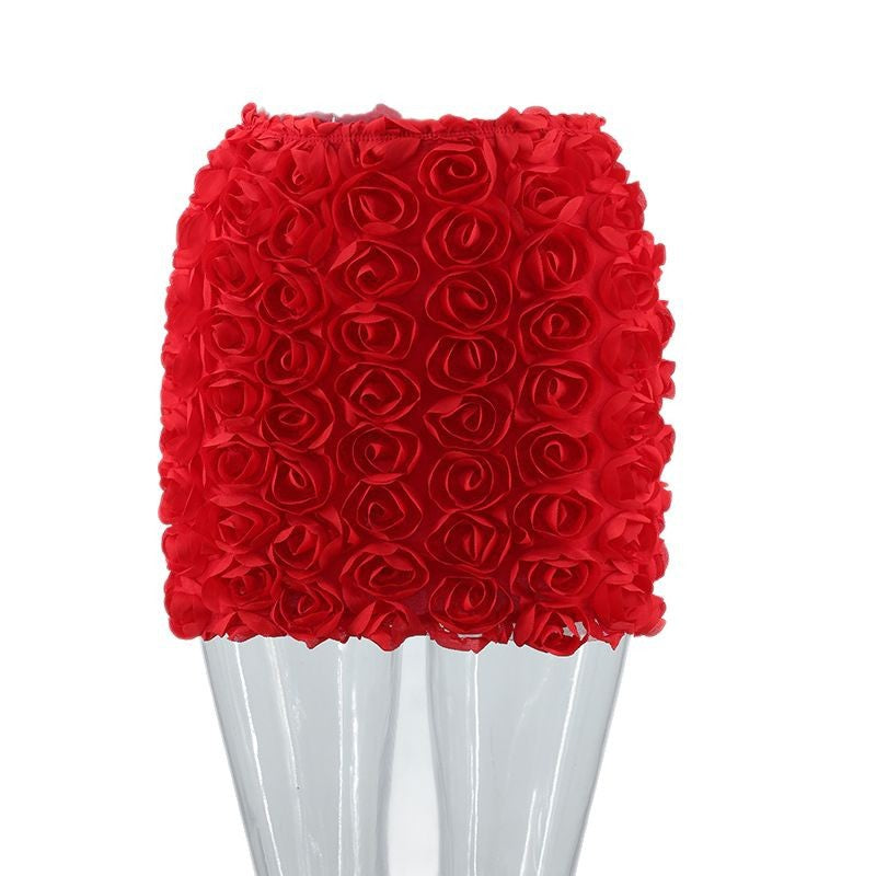 Women's Nightclub Sexy Solid Color Three-dimensional Flower Ultra Skirts
