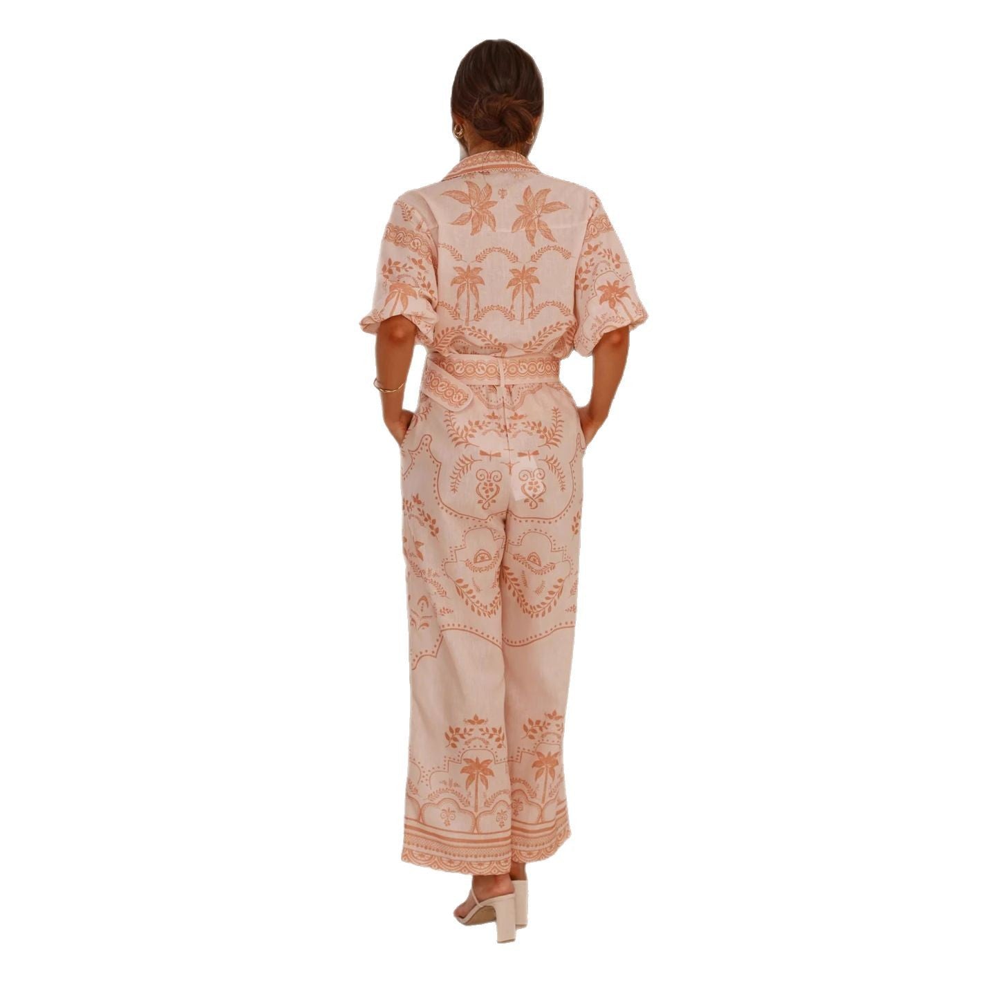 Casual Temperament Linen Sleeve Belt Slimming Suits