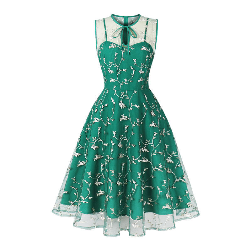 Women's Summer Dress Waist Slimming Temperament Small Mesh Dresses