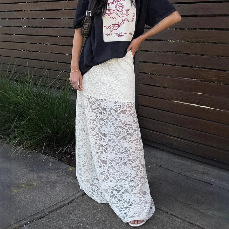 Women's Spring Jacquard Hollow Lace Fashion Sexy Skirts