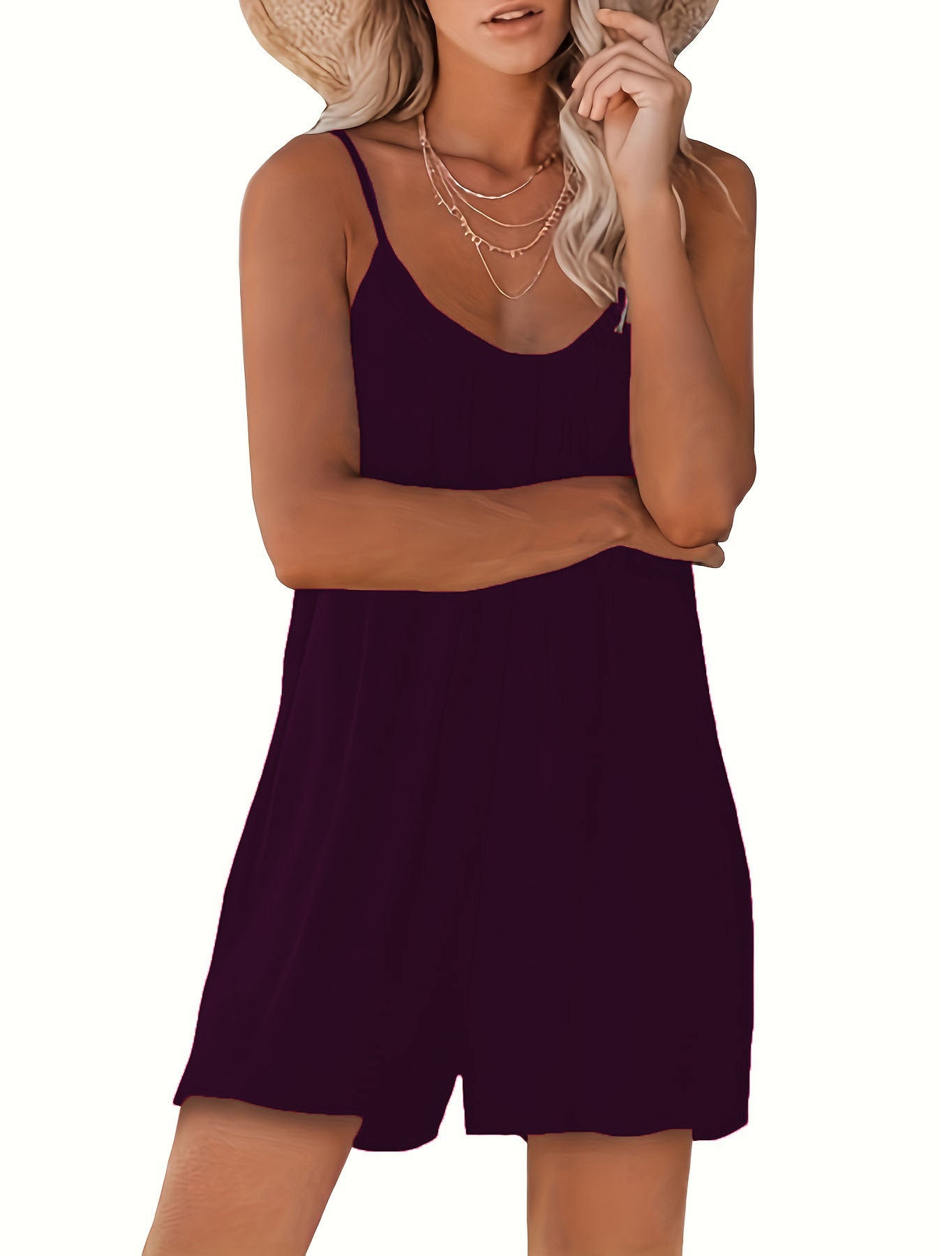 Sling One-piece Casual Summer Solid Color Jumpsuits