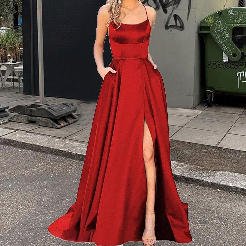 Bridesmaid Dress Long Slimming Shoulder Hollow Girlfriends Evening Dresses