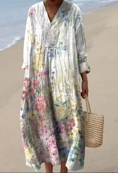 Women's Popular Comfortable Loose Printed Long Dress Dresses