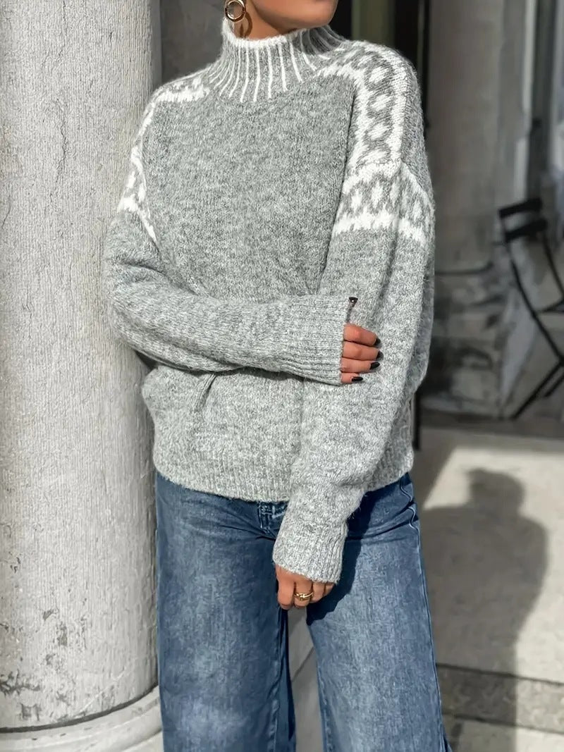 Women's Fashionable Casual Style Design Pattern Loose Women's Sweater
