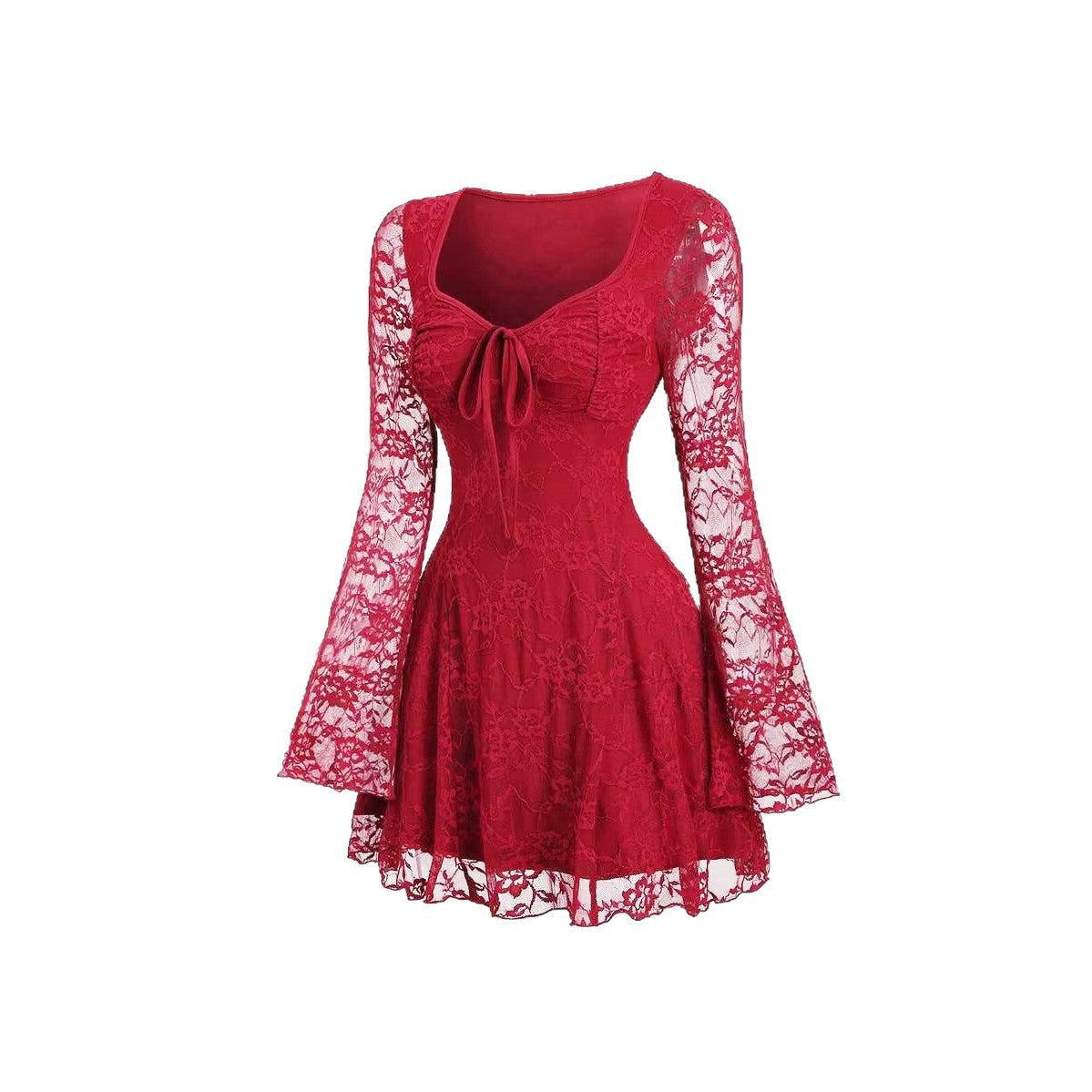 French Retro Pure Style Light Lace Sexy Tied Long Jumpsuits