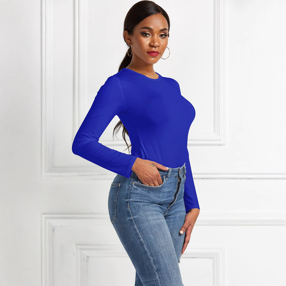Women's Sexy Long Sleeve Nightclub Solid Backing Dresses