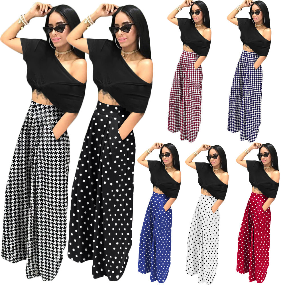 Fashion Personality Printed Flared Wide Leg Pants