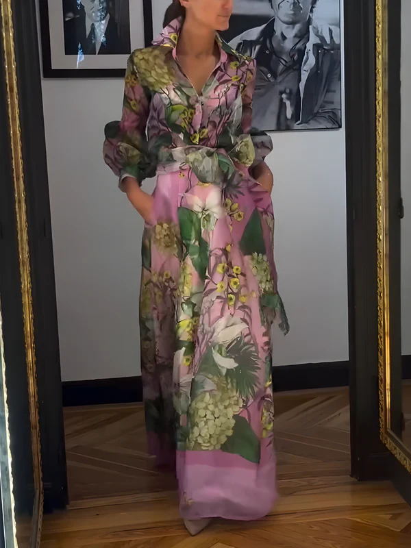 Women's Printed Elegant Young Long-sleeved Two-piece Set Suits