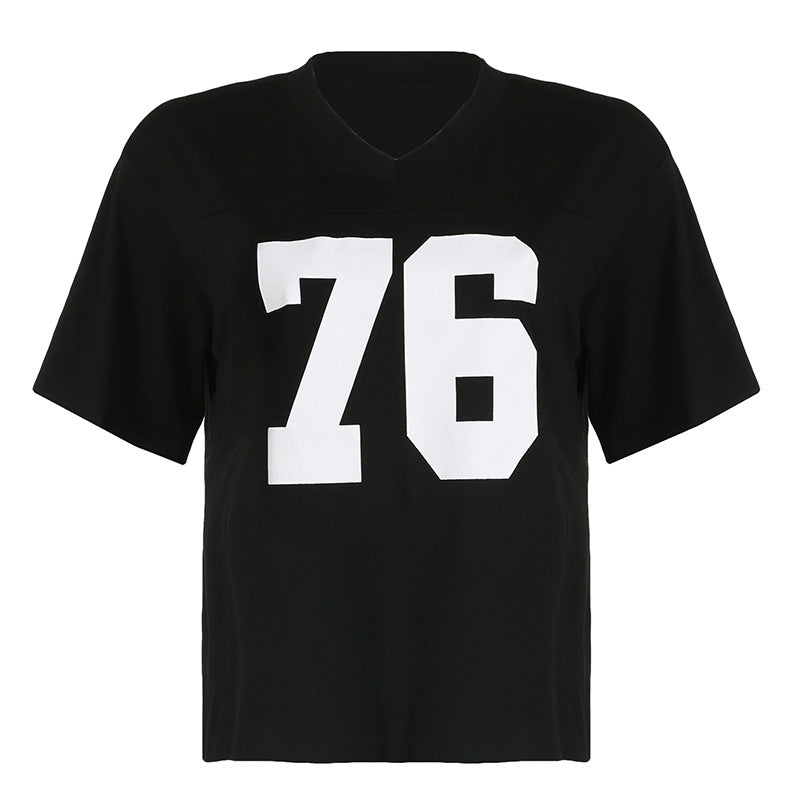 Street Hot Style Letter Print T-shirt Loose Blouses